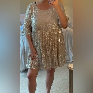 AMAZING LACE - MY QUEEN SEQUIN DRESS - CHAMPANGE